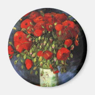 Imã Van Gogh Vase com Papa Vermelho, Vintage de Belas