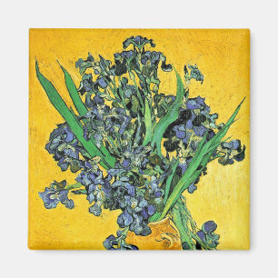 Imã Van Gogh - Vaso com Íris Fundo Amarelo