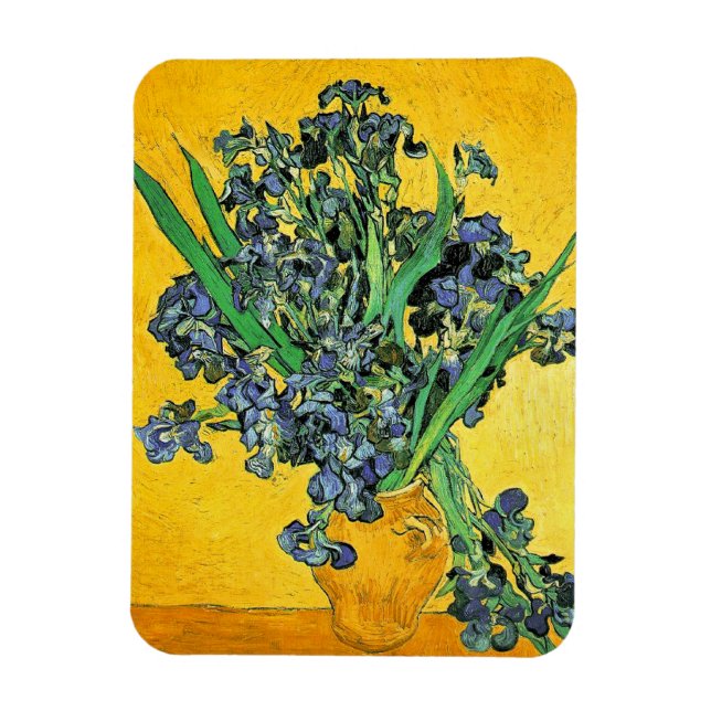 Ímã Van Gogh - Vaso com Íris Fundo Amarelo (Vertical)