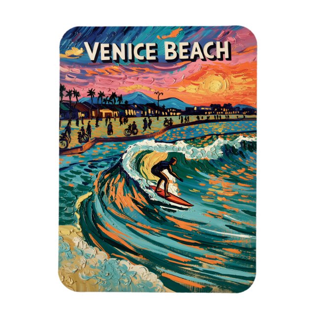 Ímã Van Gogh Venice Beach Surf California Retro Viagem (Vertical)