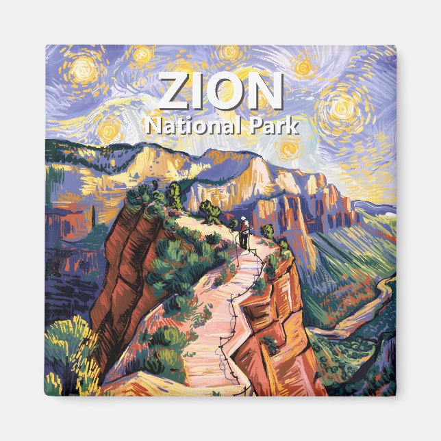 Imã Van Gogh Zion Angels Landing Hiking Trail Custom (Frente)