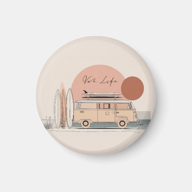 Imã Van Life Surf Van – Retro Beach Camper Aesthetic  (Frente)