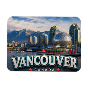 Ímã Vancouver Canadá Montanhas do Pacífico Viagem Urba
