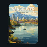 Ímã Vancouver Canada Viagem Art Vintage<br><div class="desc">Vancouver retro vetor viagem design. Vancouver,  um movimentado porto marítimo da costa oeste na Colúmbia Britânica,  é uma das cidades mais densas e etnicamente diversas do Canadá.</div>