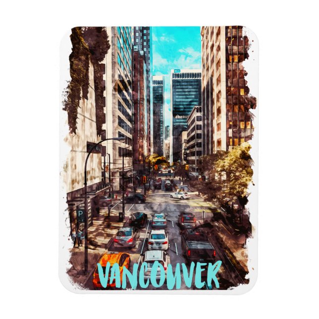 Ímã Vancouver Canada Viagens vintage Skyline (Vertical)