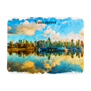 Ímã Vancouver Canadá, Vista Panorama Colorida