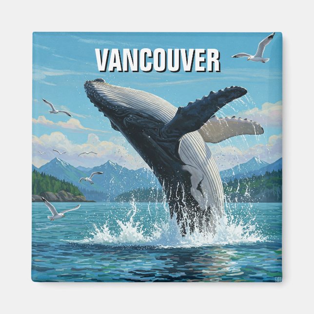 Imã Vancouver Island Humpback Whale Break Viagem (Frente)