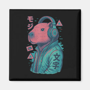 Imã Vaporwave Capybara Japonês Art Anime Manga Ukiyo -