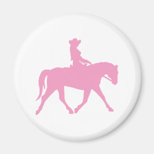 Imã Vaqueira que monta seu cavalo (rosa)