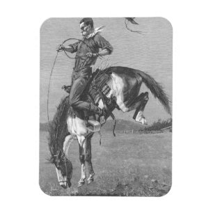 Ímã Vaqueiros de Rodeio Antigos, Cavalo Bronco Selvage