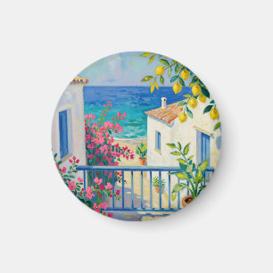 Imã Varanda Mediterrânea Limão Bougainvillea Vista par