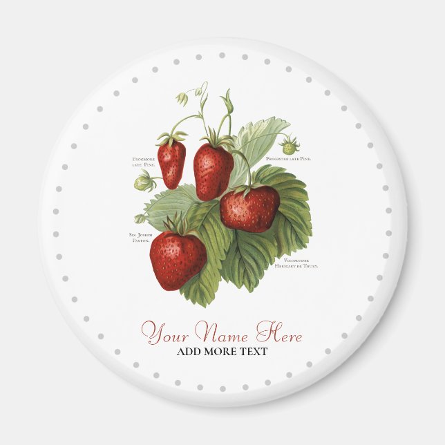 Imã Variedades De Morango De Vintagem Cura Adicionam S (Frente)