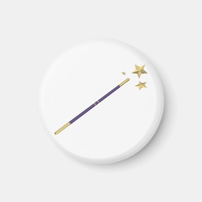 Imã Varinha mágica roxa com três estrelas ouros (Frente)