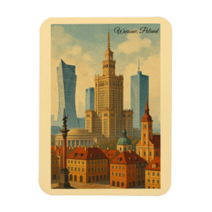 Ímã Varsóvia Polônia Viagens vintage Art