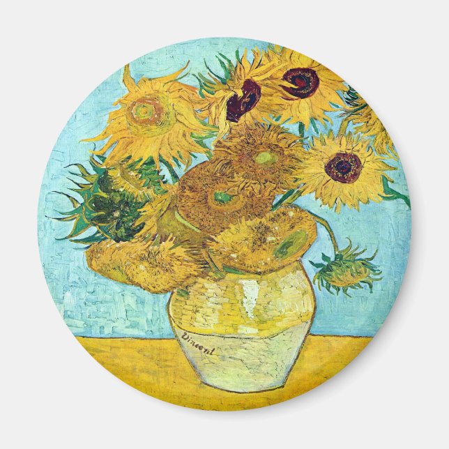 Imã Vase Com Doze Girassóis Por Vincent Van Gogh (Frente)