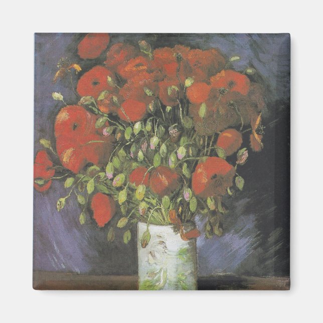 Imã Vase com papagaios vermelhos Vincent van Gogh (Frente)