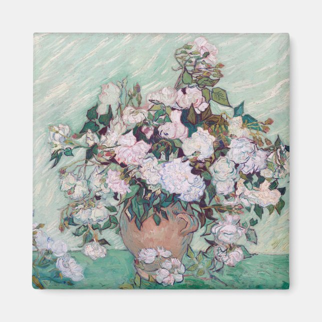 Imã Vase com Rosas Rosa, Van Gogh (Frente)