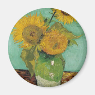Imã Vase com três girassóis, Vincent van Gogh