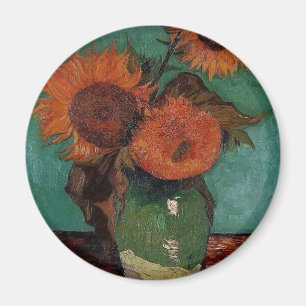 Imã Vase com três girassóis, Vincent van Gogh