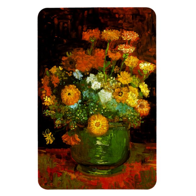 Ímã Vase com Zinnias Van Gogh Fine Art (Vertical)