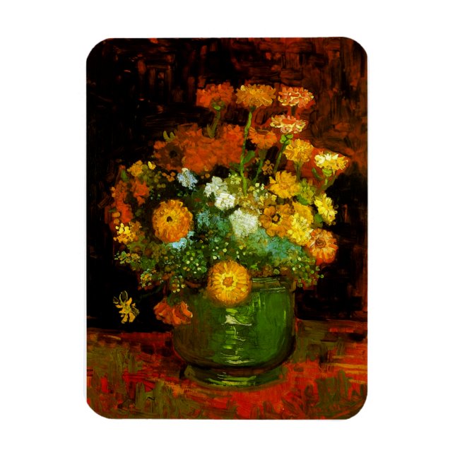 Ímã Vase com Zinnias Van Gogh Fine Art (Vertical)