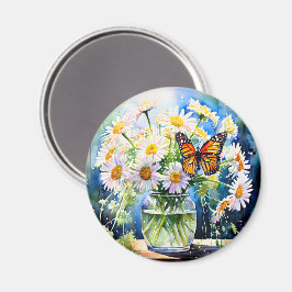 Imã Vase de Daisies Bonito Floral
