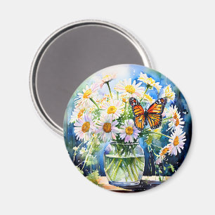 Imã Vase de Daisies Bonito Floral