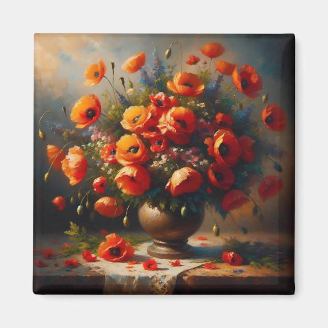 Imã Vase de papagaios vermelhos (Frente)