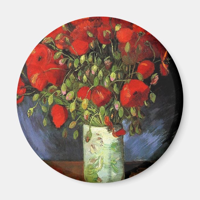Imã Vase with Red Poppies Vincent van Gogh (Frente)