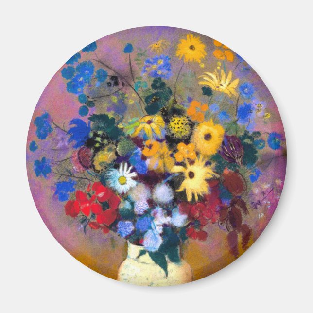 Imã Vaso Branco com Flores Odilon Redon (Frente)
