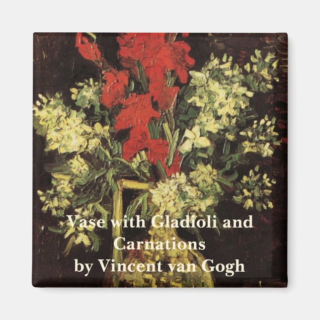 Imã Vaso com Gladíolos, Cravos por Vincent van Gogh (Frente)
