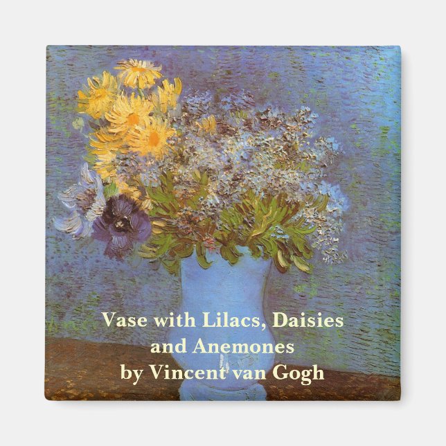 Imã Vaso com Lilases e Margaridas de Vincent van Gogh (Frente)