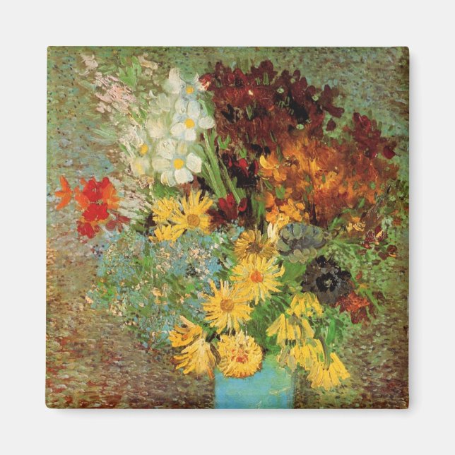 Imã Vaso com Margaridas e Anêmonas por Vincent van Gog (Frente)