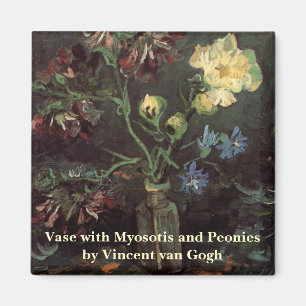 Imã Vaso com Myosotis e Peónias por Vincent van Gogh