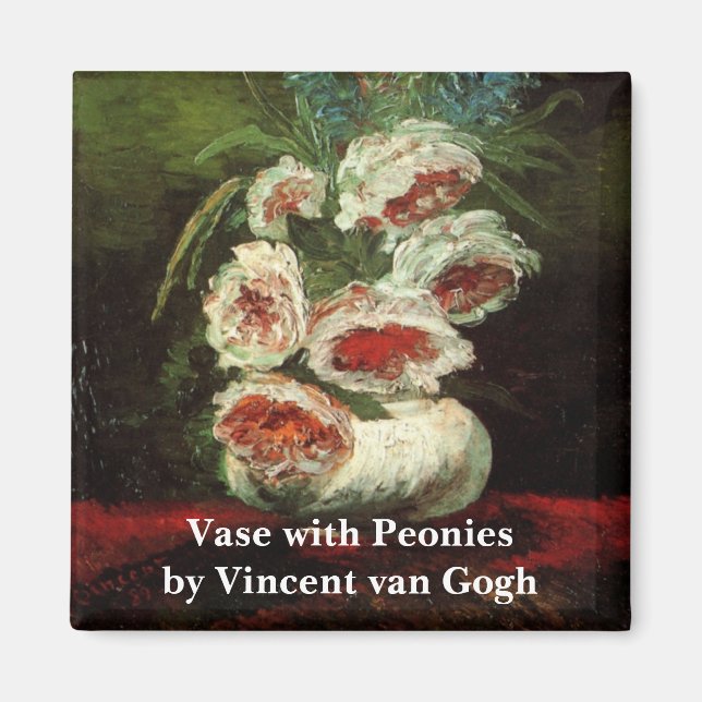 Imã Vaso com Peônias de Vincent van Gogh (Frente)