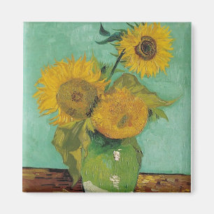 Imã Vaso com três girassóis, Vincent van Gogh