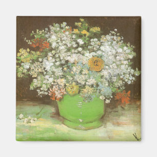 Imã Vaso com Zinnias e Flores por Vincent van Gogh