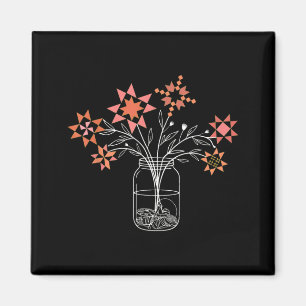 Imã Vaso de Flor de Bloco de Colcha Divertido Patchwor