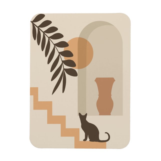 Ímã Vaso de Folha de Escada Gato, Arte Geométrica Abst (Vertical)