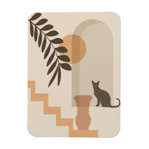 Ímã Vaso de Folha de Escada Gato, Arte Geométrica Abst