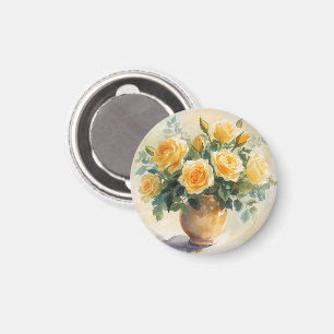 Imã Vaso de Rosas Amarelas