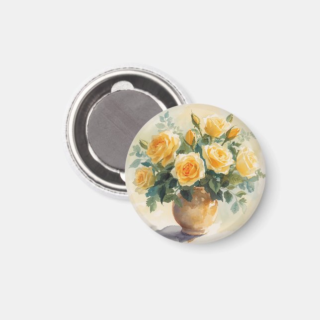 Imã Vaso de Rosas Amarelas (Front/Back)