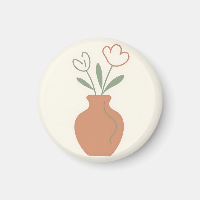 Imã Vaso de Tulipa em Arte Linear Minimalista (Frente)