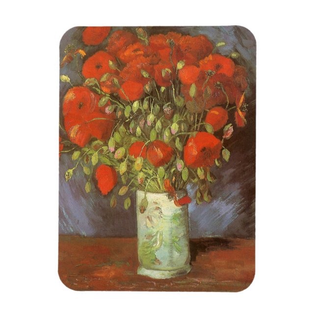 Ímã Vaso de Vida com Papoulas Vermelhas de Vincent van (Vertical)