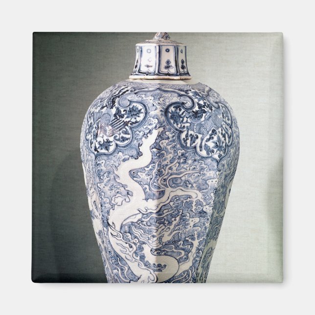 Imã Vaso octogonal "Mei- P" com branco (Frente)