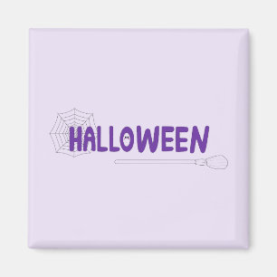 Imã Vassoura de Halloween Mística e Detalhe de Teia De