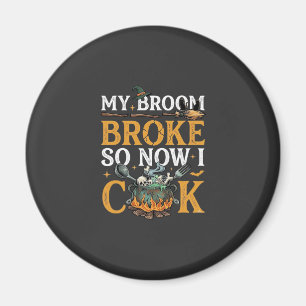 Imã Vassoura Quebrou Cauldron de Halloween Caveiras Ga