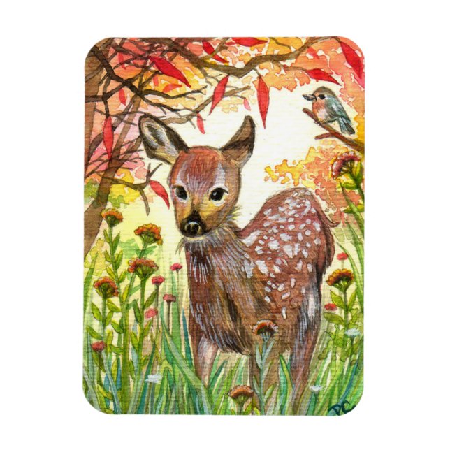 Ímã Veado E Pássaro Pequeno (Vertical)