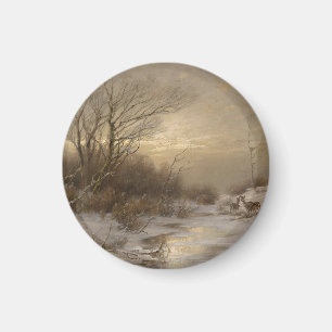 Imã Veado em Paisagem de Inverno - Désiré Thomassin