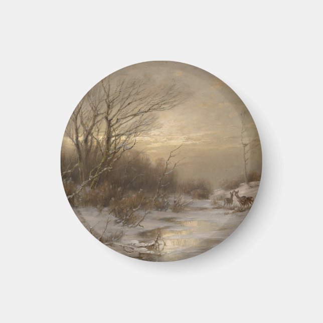 Imã Veado em Paisagem de Inverno - Désiré Thomassin (Frente)